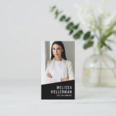 Black Photo QR Code Logo Vertical Visitekaartje (Staand voorkant)