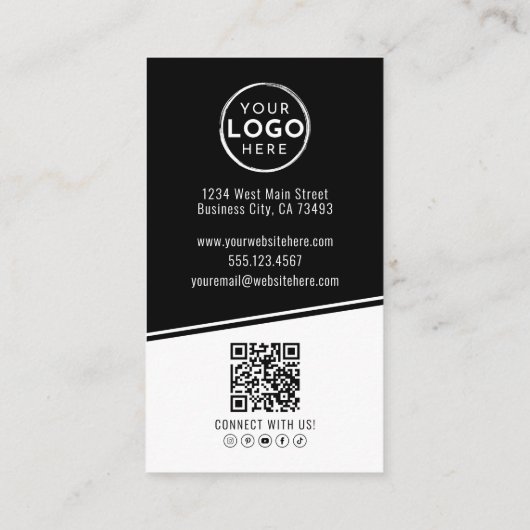 Black Photo QR Code Logo Vertical Visitekaartje (Achterkant)