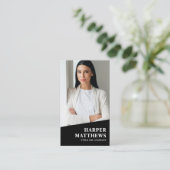 Black Photo QR Code Logo Vertical Visitekaartje (Staand voorkant)