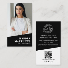 Black Photo QR Code Logo Vertical Visitekaartje