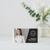 Black Photo QR Code Logo Visitekaartje (Staand voorkant)