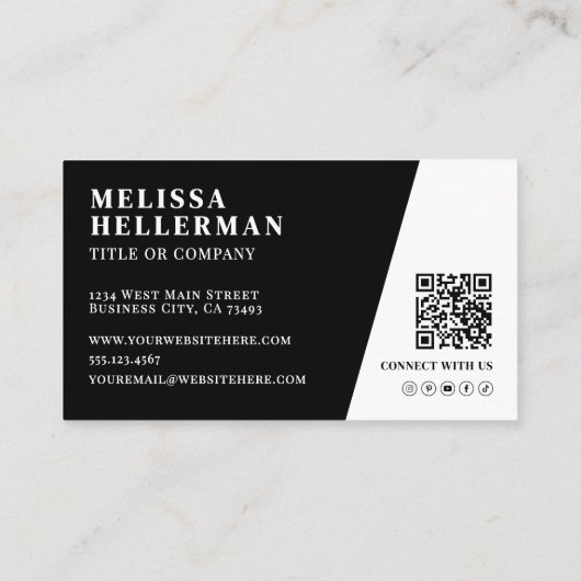 Black Photo QR Code Logo Visitekaartje (Achterkant)