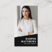 Black Photo QR Code Vertical Visitekaartje (Voorkant)