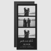 Black Photo Strip Magnetic Wedding Save The Date (Voorkant / Achterkant)