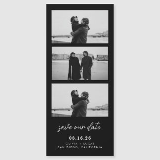 Black Photo Strip Magnetic Wedding Save The Date