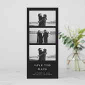 Black Photo Strip QR Code Wedding Save The Date (Staand voorkant)