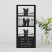 Black Photo Strip Wedding Save The Date (Staand voorkant)