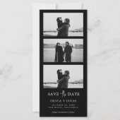 Black Photo Strip Wedding Save The Date (Voorkant)