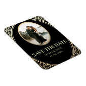 Black Photo Wedding Save the Date Invitation Magne Magneet (Rechterzijde)