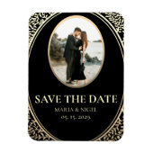 Black Photo Wedding Save the Date Invitation Magne Magneet (Verticaal)