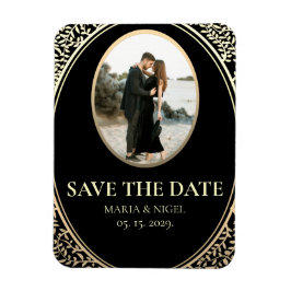 Black Photo Wedding Save the Date Invitation Magne Magneet