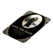 Black Photo Wedding Save the Date Invitation Magne Magneet (Linkerzijde)