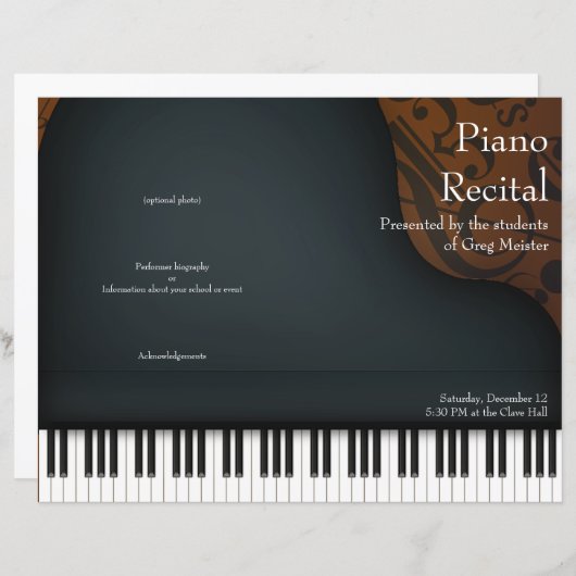 Black Piano on Brown Folded Overweging Programme (Voorkant / Achterkant)