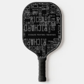 Black Pickleball Paddle met grijze naam (Voorkant)