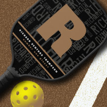 Black Pickleball Paddle met persoonlijke naam