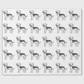 Black Piebald American Bulldog Cartoon Dog Pattern Cadeaupapier (Vlak)