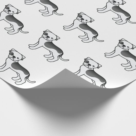 Black Piebald American Bulldog Cartoon Dog Pattern Cadeaupapier (Hoek)