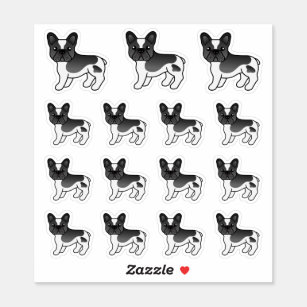 Black Piebald French Bulldog Cute Cartoon Dogs Sticker