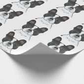 Black Piebald French Bulldog / Frenchie Pattern Cadeaupapier (Hoek)
