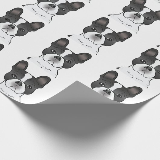 Black Piebald French Bulldog / Frenchie Pattern Cadeaupapier (Hoek)