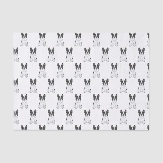 Black Piebald French Bulldog / Frenchie Pattern Tissuepapier (Voorkant)