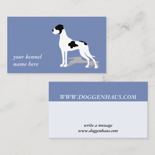 Black Piebald Great Dane Visitekaartje (Voorkant / Achterkant)