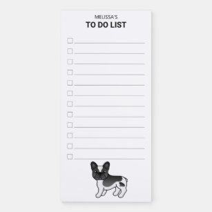 Black Pied French Bulldog Cartoon Dog to do List Magnetisch Notitieblok