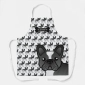 Black Pied French Bulldog Cute Cartoon Dog & Name Schort (Voorkant)