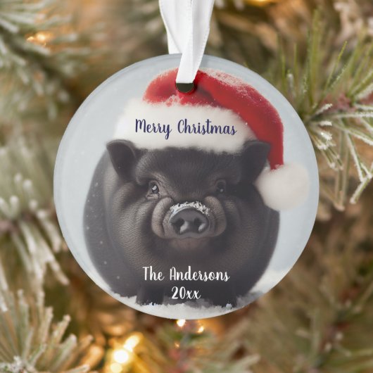 Black Pig Christmas Ornament (Boom)