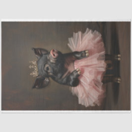 Black Pig Pink Tutu & Crown Decoupage Tissuepapier