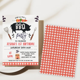 Black Pig Roast Kebab BBQ Uitnodiging voor verjaar