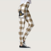 Black Pilgrim Hat on Brown Plaid - Thanksgiving Leggings (Rechts)