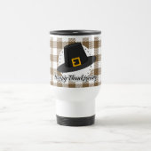 Black Pilgrim Hat on Brown Plaid - Thanksgiving Reisbeker (Center)