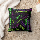 Black Pillow Neon Green Violet Paarse naam Collage Kussen (Deken)