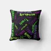 Black Pillow Neon Green Violet Paarse naam Collage Kussen (Achterkant)