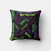 Black Pillow Neon Green Violet Paarse naam Collage Kussen (Voorkant)