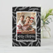 Black Pine Branch Pattern Merry-kerstfoto Feestdagenkaart (Staand voorkant)