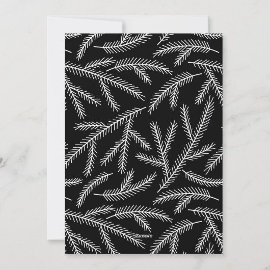 Black Pine Branch Pattern Merry-kerstfoto Feestdagenkaart (Achterkant)