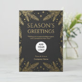 Black Pine Gold Luxe Feestdagenkaart (Staand voorkant)