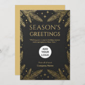 Black Pine Gold Luxury Feestdagenkaart (Voorkant / Achterkant)