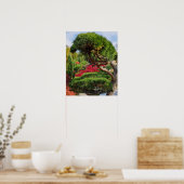 Black Pine Tree en Red Japans Maple Photo Poster (Keuken)