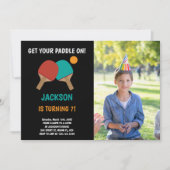 Black Ping pong Birthday-uitnodigingen met foto Kaart (Voorkant)