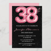 Black Pink 38e verjaardagsuitnodigingen Balloon Gl Kaart (Voorkant / Achterkant)
