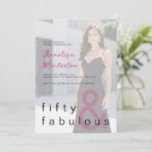 Black Pink 50 and Fabulous 50th Birthday Party Kaart (Staand voorkant)