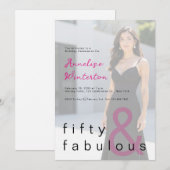 Black Pink 50 and Fabulous 50th Birthday Party Kaart (Voorkant / Achterkant)