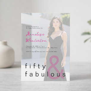 Black Pink 50 en Fabulous 50ste verjaardagsfeestje Kaart