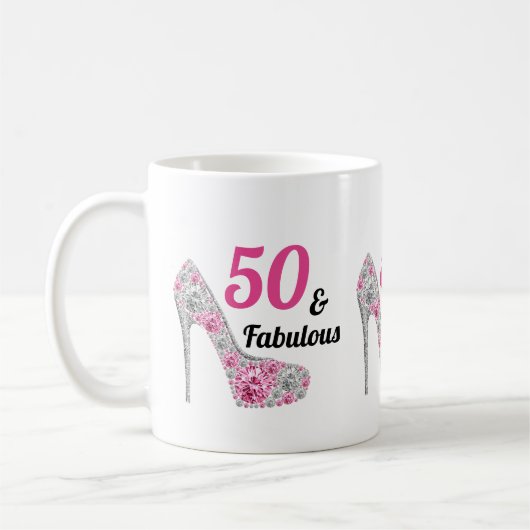 Black Pink 50 en Fabulous Birthday Party Koffiemok (Links)