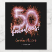 Black Pink 50 & nog steeds Fabulous 50th Birthday  Wijn Etiket (Enkel label)
