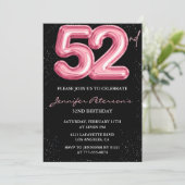 Black Pink 52e verjaardag uitnodigingen Balloon Gl (Staand voorkant)