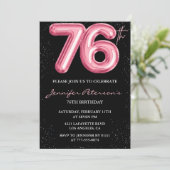 Black Pink 76e verjaardag uitnodigingen Balloon Gl (Staand voorkant)